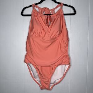 Kona Sol Women’s Full Coverage Tummy Control One Piece Swimsuit Coral Pink 16